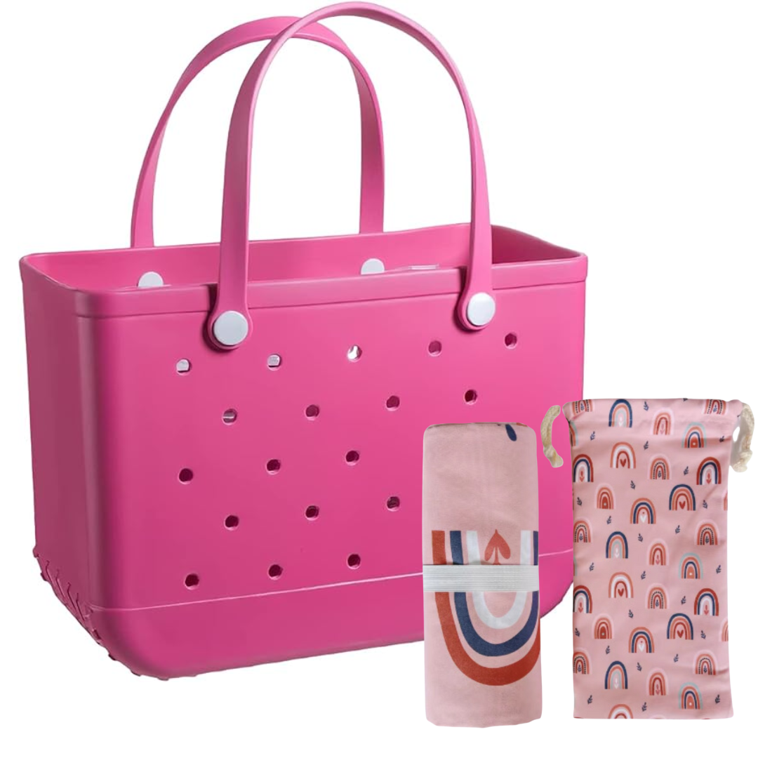 Combo Bolso Playero + Toalla Microfibra Antiarena