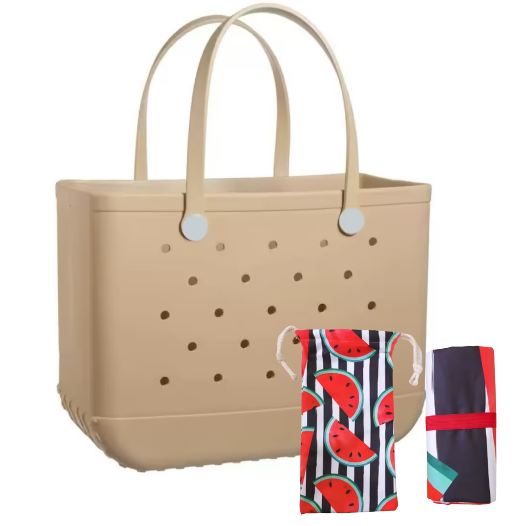 Combo Bolso Playero + Toalla Microfibra Antiarena
