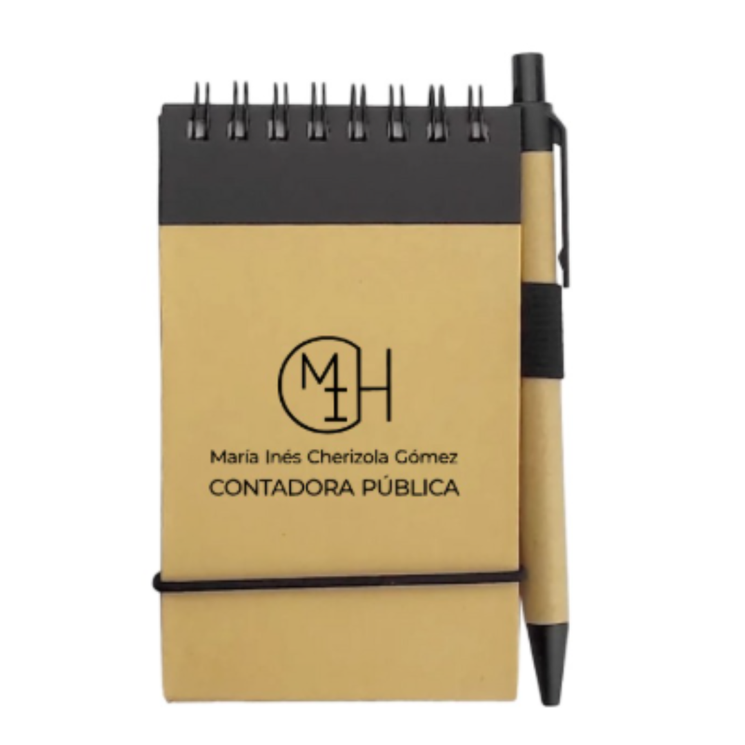 Libreta Grabada Personalizada Logo Nombre Souvenir con post it y lapicera