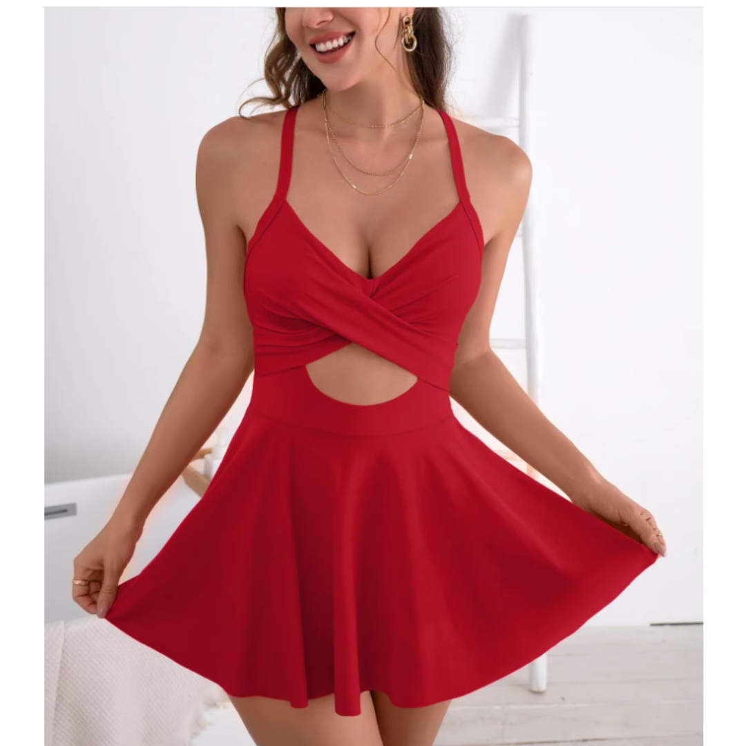 Malla Enteriza Traje de Baño Talle Grande tipo Vestido hasta 2XL