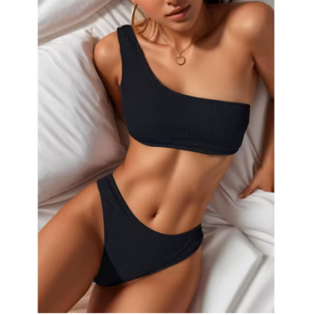 Bikini Traje de Baño Mujer Simple un hombro Todos los usos