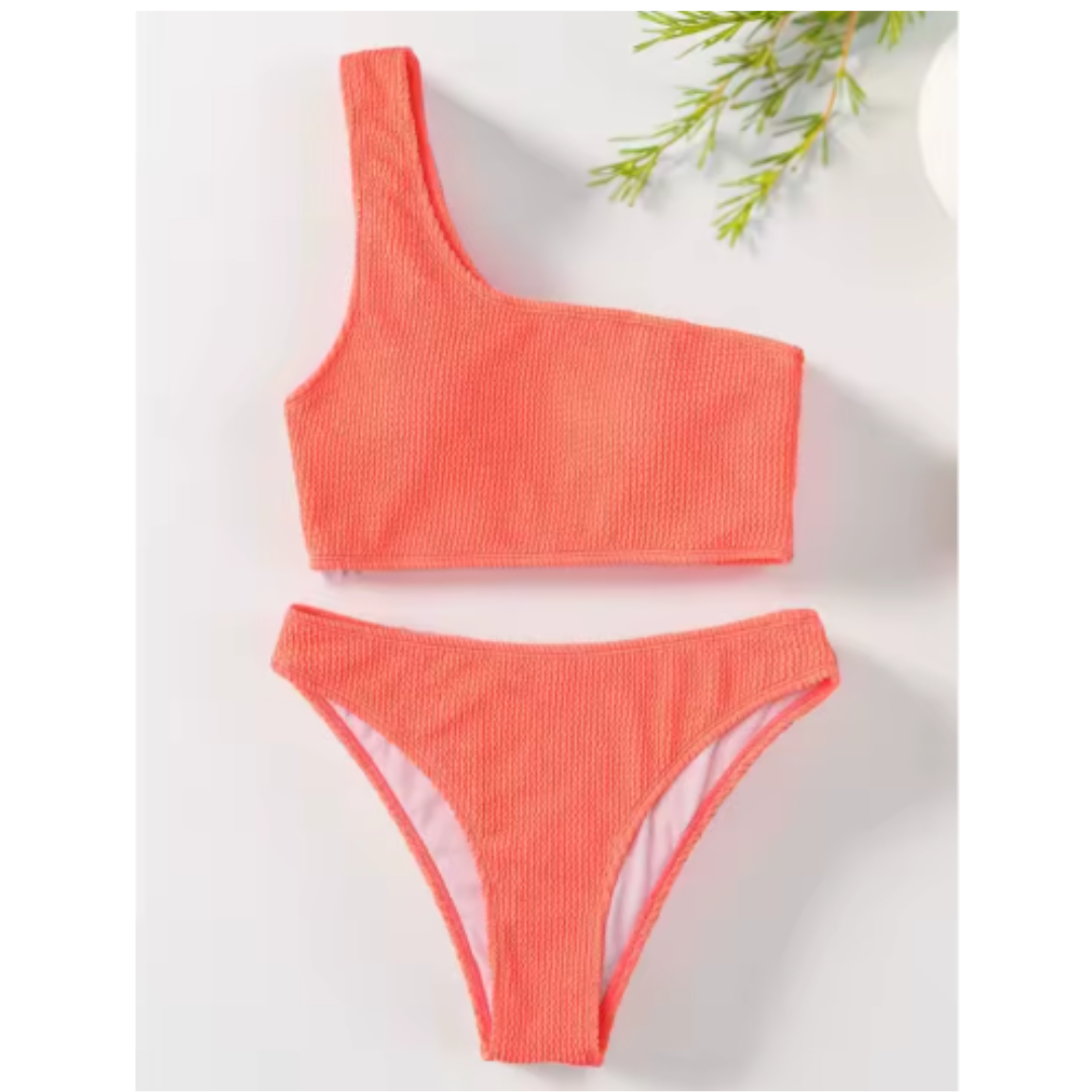 Bikini Traje de Baño Mujer Simple un hombro Todos los usos