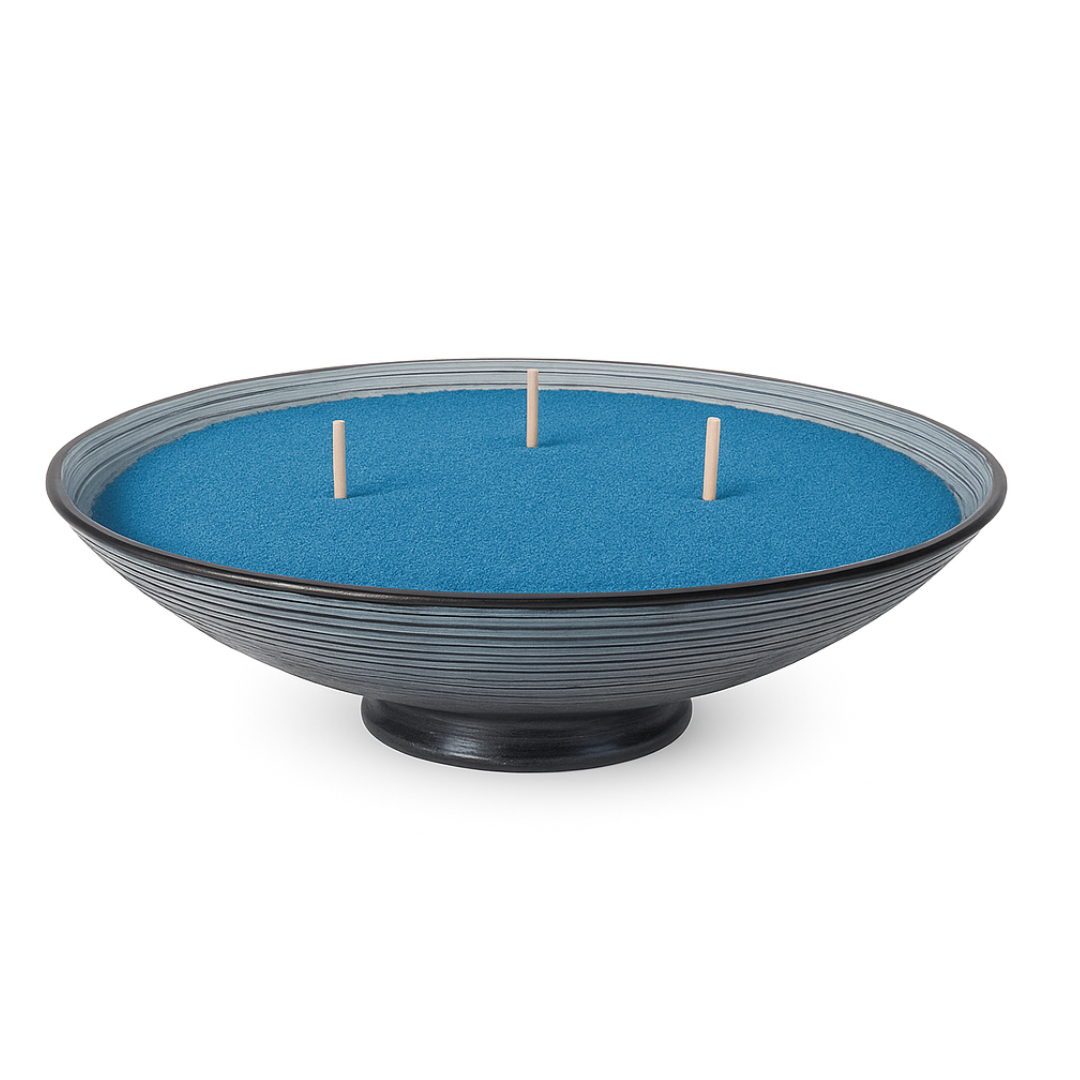 Vela Velón Caramelera Centro Mesa Vidrio Cera De Arena 15x36cm
